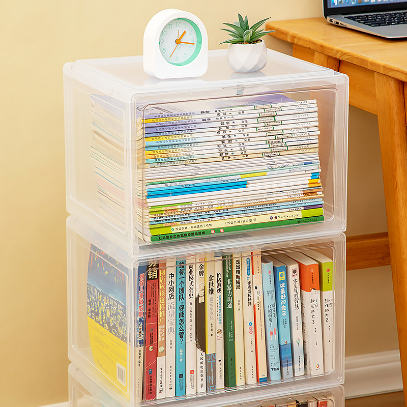 Book Storage Box Transparent Magnetic Absorption Thickened Album Display Cabinet Household Floor Simple Storage Rack Acrylic Bookcase