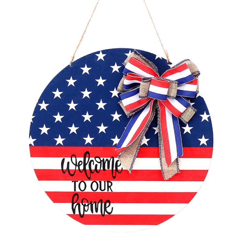 Cross-border in Stock American Independence Day wooden door decoration hanging flag home holiday decoration door hanging plate