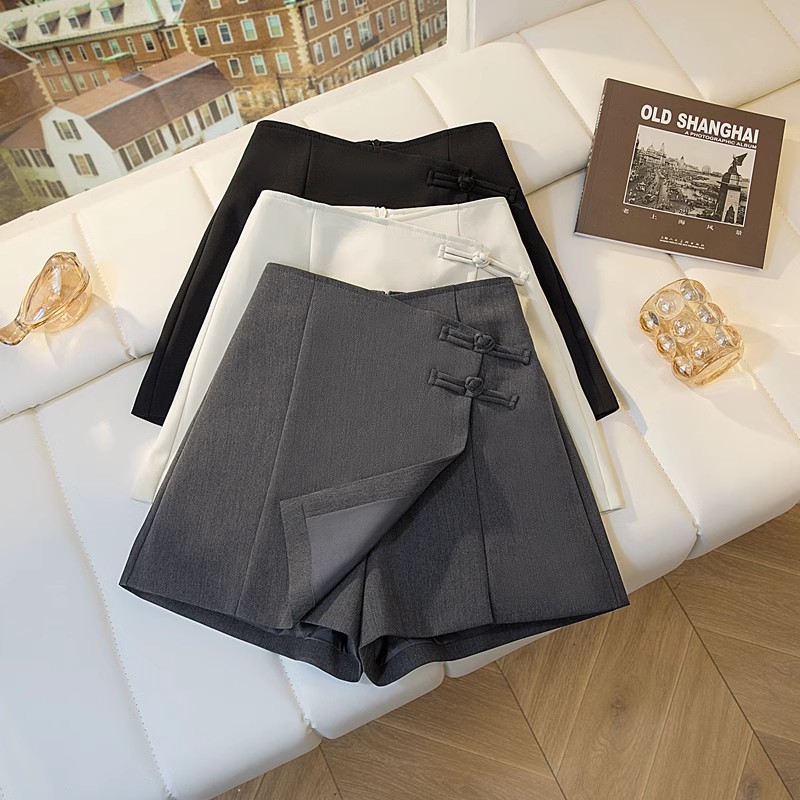 New Chinese style bow skirt women's summer anti-light irregular high-waisted A-line skirt slimming shorts skirt