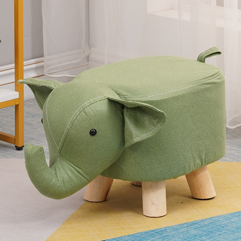 Picture of Elephant Stool children's animal stool solid wood shoe changing stool creative small stool home living room cartoon cute low stool
