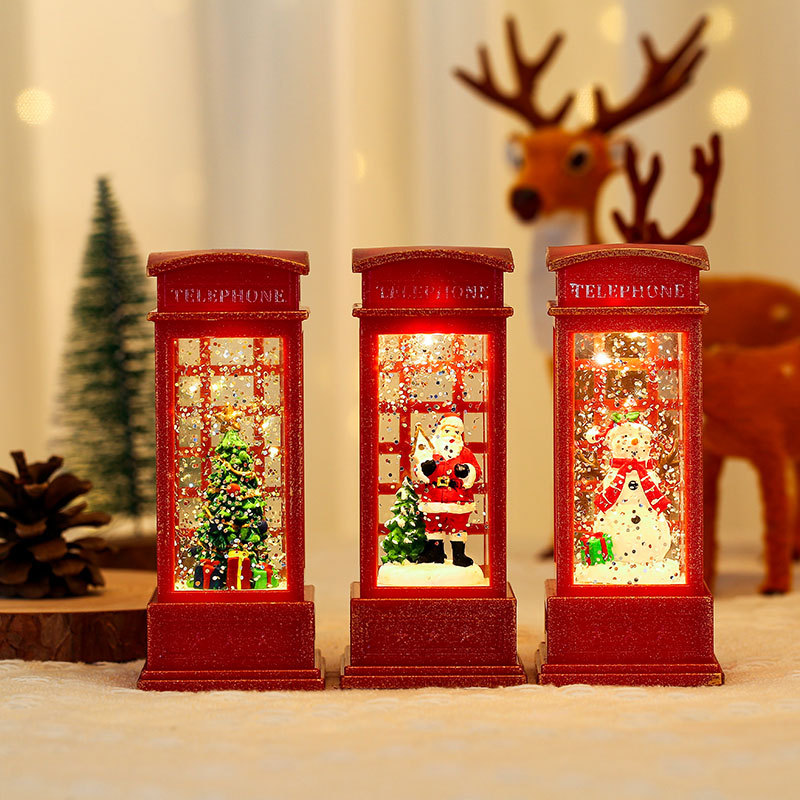 Christmas decorations for the elderly interior telephone booth small oil lamp Christmas gifts luminous ornaments gifts
