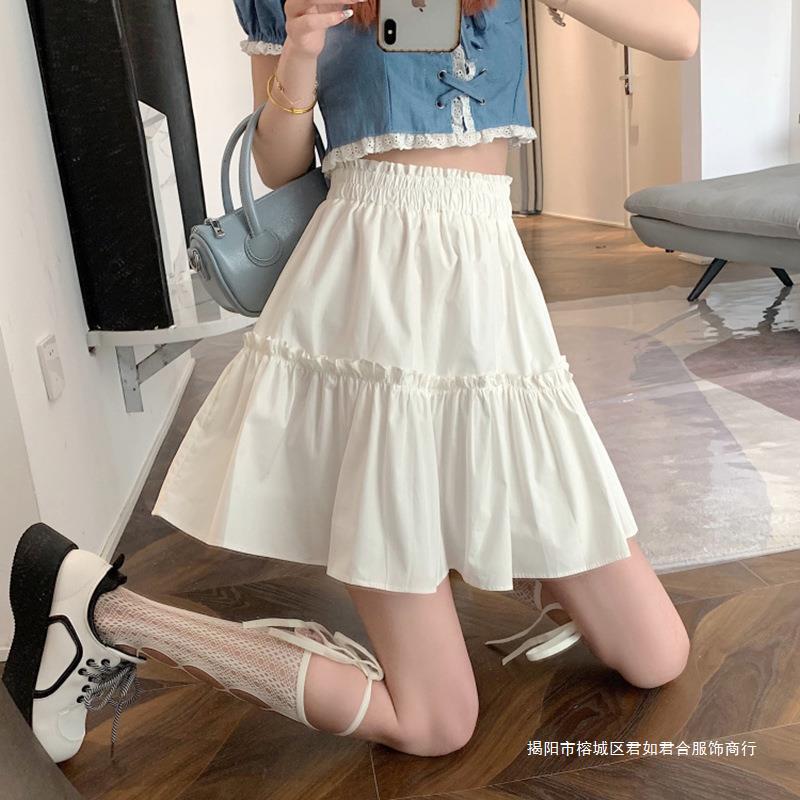 2024 Spring/Summer High-Waisted A-Line Skirt with Wide Hem, Suit Skirt, Waist-Cinching Puff Skirt, Socialite Style for Women