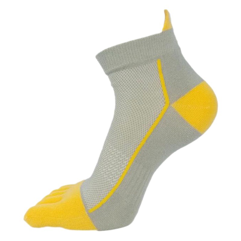 Men's Cotton Colorblock Double Heel Sports Five-Finger Socks Shaped Sweat-Absorbing Breathable Mesh Mid-Cylinder Five-Finger Split Toe Fashionable Socks