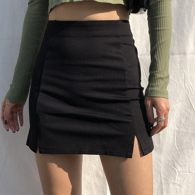 Black Split Skirt Women's 2024 Spring and Summer New Short Skirt Tight Slim A- line Hip Skirt Elegant Skirt