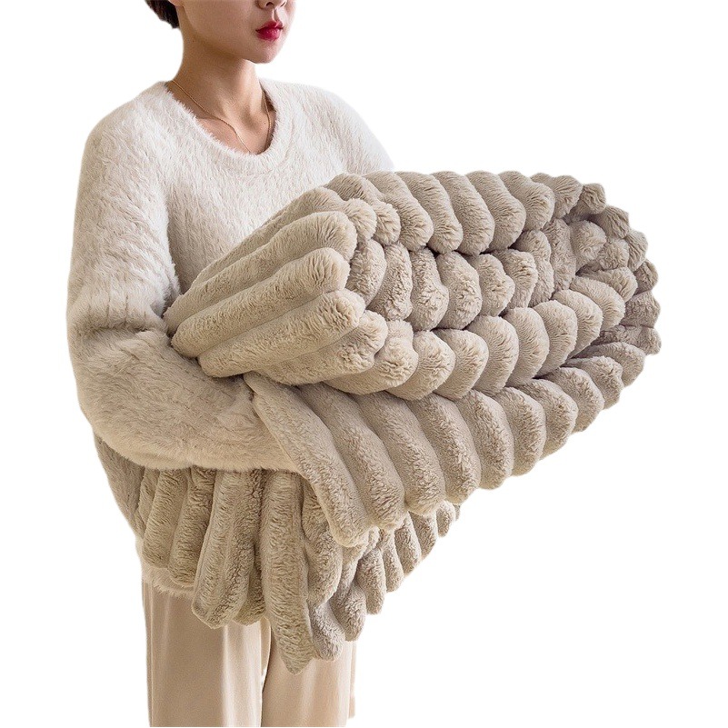 Picture of Rabbit plush blanket flannel blanket nap blanket coral fleece blanket air conditioning blanket winter thick fleece blanket wholesale