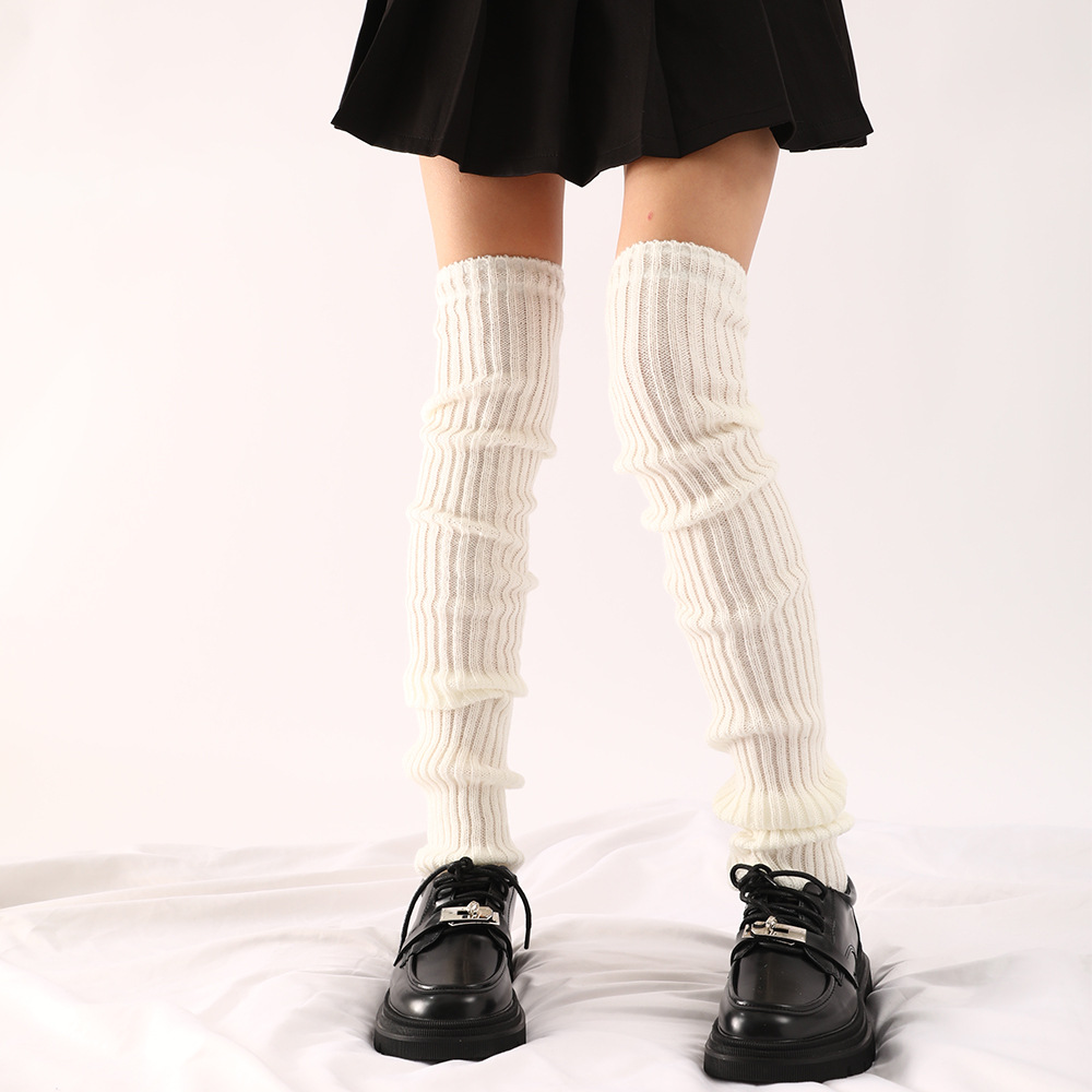 70cm 50cm long white wool leg sleeve with rubber anti-slip warm piled socks