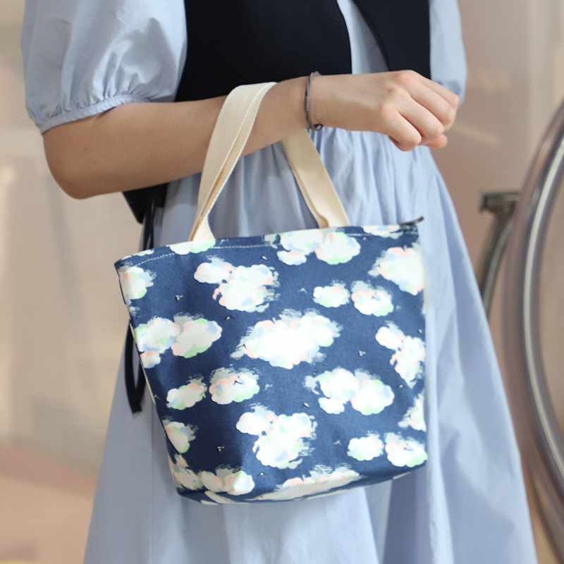 Japanese-style lunch box bag handbag canvas cute high-looking thickened office worker large capacity lunch handbag