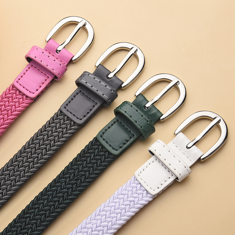 Children's Canvas Belt Unisex Military Training Pants Belt Women's Fashion Elastic Elastic Woven Lazy Belt