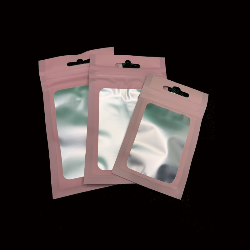 Color aluminum foil frosted window yin and yang bone bag translucent mobile phone case self-sealing bag pink jewelry packaging bag in stock