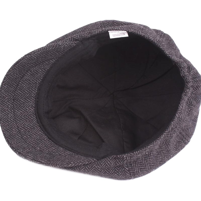 Cotton Beret Men's Painter Hat European and American Newsboy Hat Amazon Export Hat Herringbone Octagonal Hat