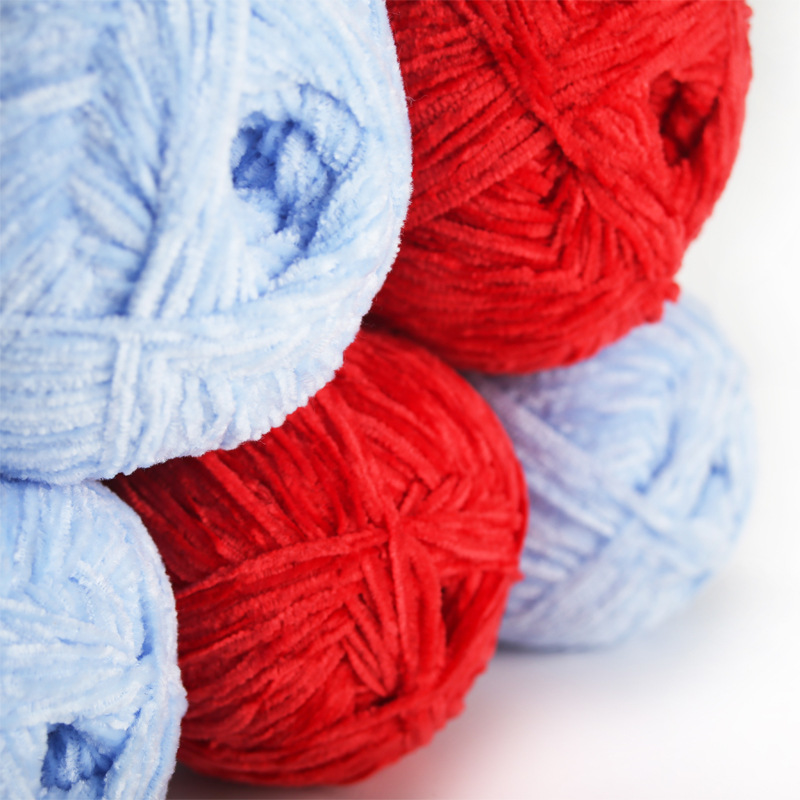 Picture of Mrs. Qiao's Export Glossy Chenille Handmade Crochet Doll DIY Knitting Material Package Wool Ball