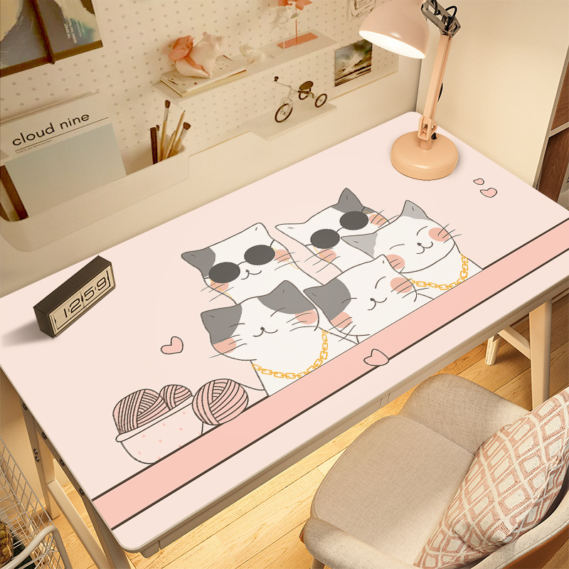 Cartoon Leather Desk Mat Student Study Desk Writing Desk Computer TPU Waterproof Children's Eye Protection Special Class Desk Mat