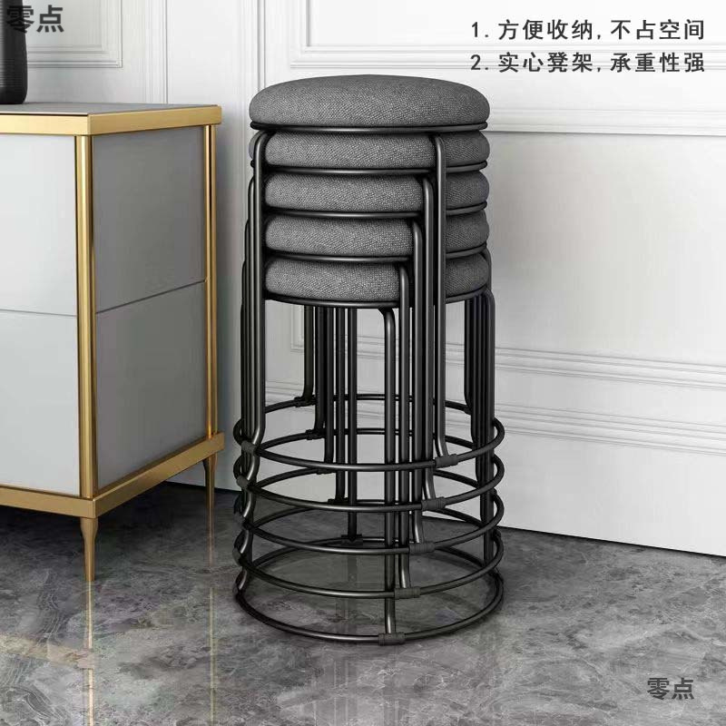 Reinforced Round Stool for Home Use, Trendy Small Stool, Stackable and Durable Round Stool, Nordic Dining Table Stool, Modern Minimalist Bench