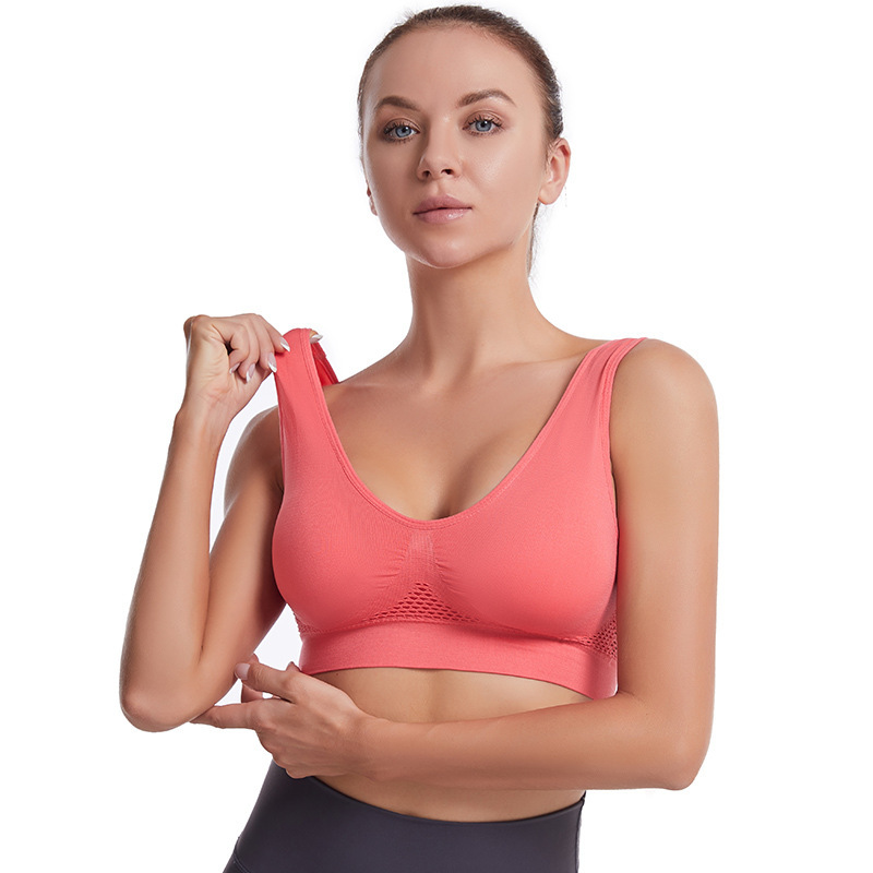 Picture of Sport bra Yoga Sports Underwear Hollow Mesh Breathable plus size Non-rims Sports Bra Vest for Women