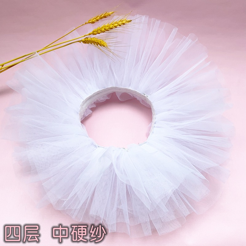 Picture of Children's Dance gauze skirt female ballet pettiskirt half-length short mesh 61 performance skirt practice skirt White Black