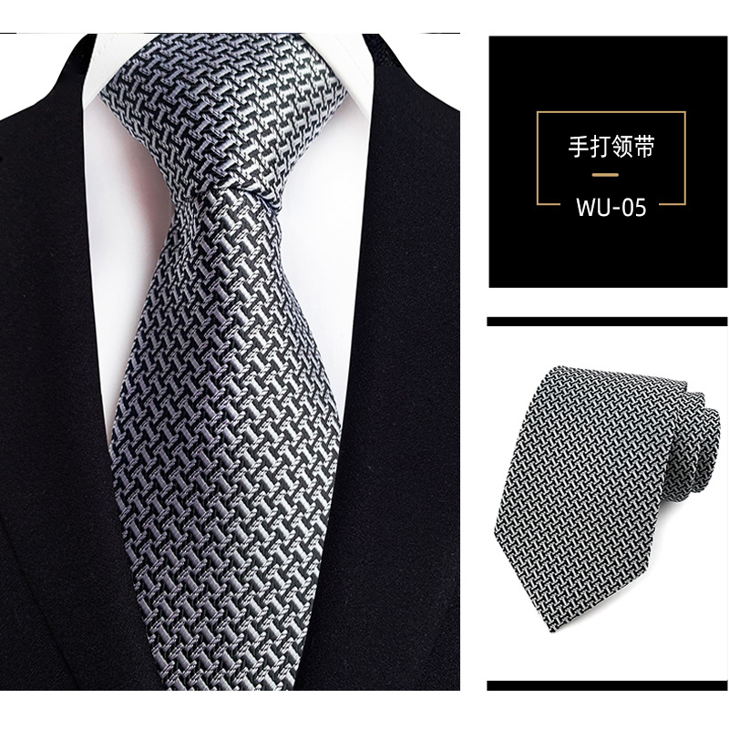Picture of Men's Tie Jacquard Silk 8cm Hand Tie Professional Dress Interview Business Stripe Tie Men's in stock Wholesale