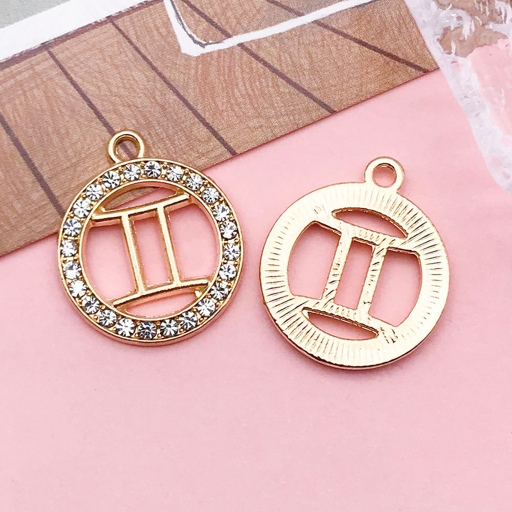 Picture of Twelve Zodiac Signs Cross-Border Zodiac Signs with Diamonds Alloy Accessories DIY Combination Necklace Earrings Pendant Pendant Accessories