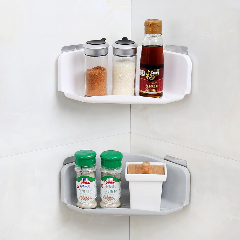 Picture of Bathroom Storage Rack Toilet Triangle Wall Hanging Toilet Toilet Plastic Hole-free Bathroom Wash Table Storage