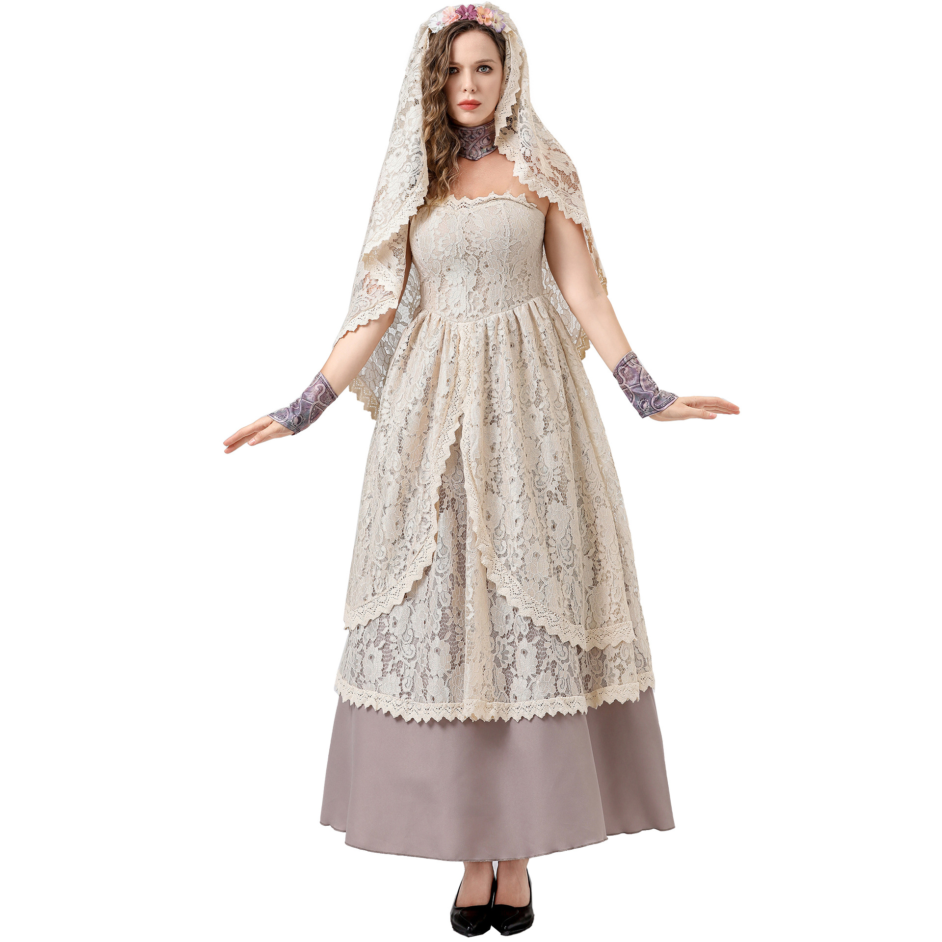 S-XXL New Vampire Bride COS Dress Holiday Party Uniform Halloween Costume