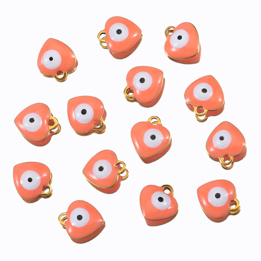 Picture of 9 x 8mm stainless steel creative love drop oil eyes pendant bracelet necklace diy stainless steel jewelry accessories