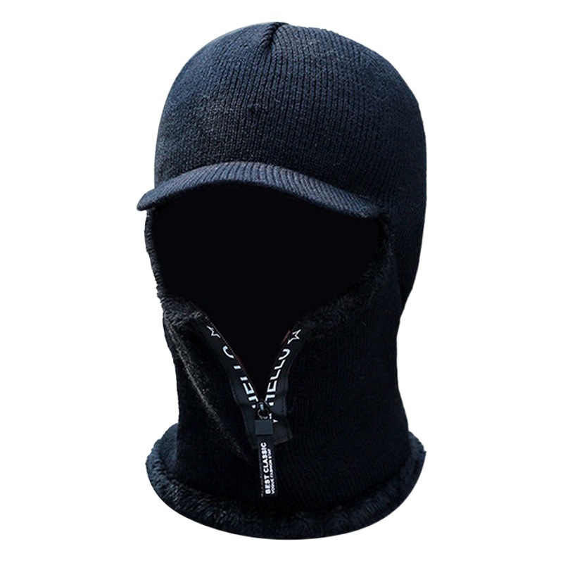 Outdoor Cycling Hat Warm One-piece Knitted Hat Cold-proof Wool Hat Winter Hat for Men