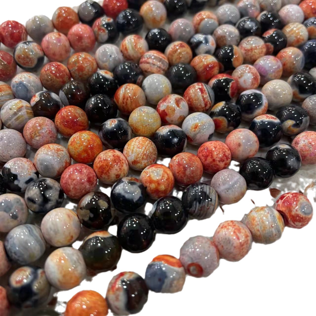 Picture of Douyin Hot Selling Natural Red Fire Agate Beads Loose Beads Agate Stone DIY Handmade Semi-Finished Bracelet Necklace