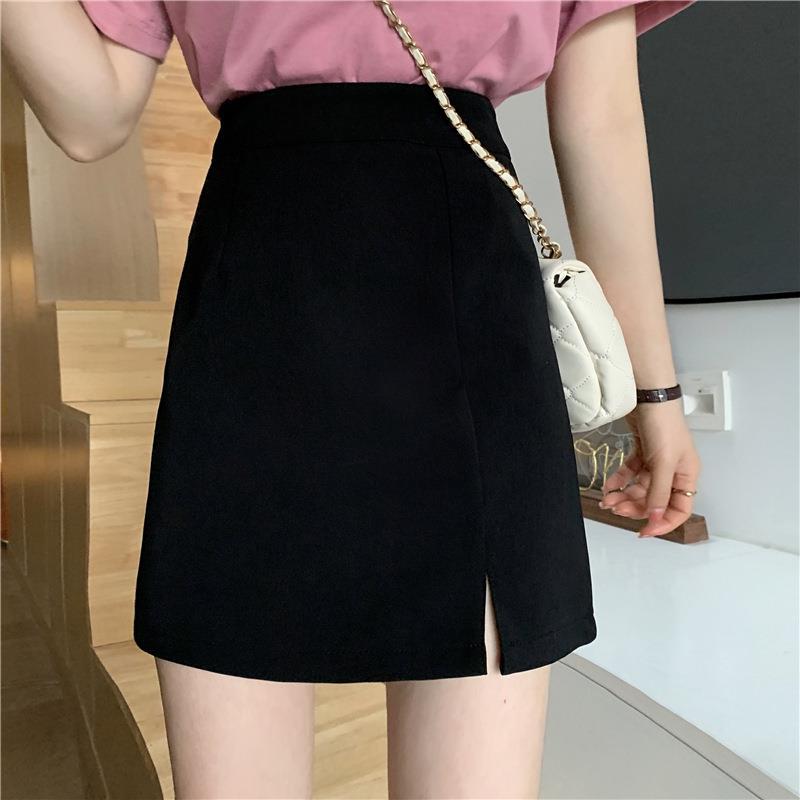 Women's Skirt for Spring and Summer 2022 New Arrival Fashionable Small Hip Skirt High Waist Slimming Split Black A- line Skirt