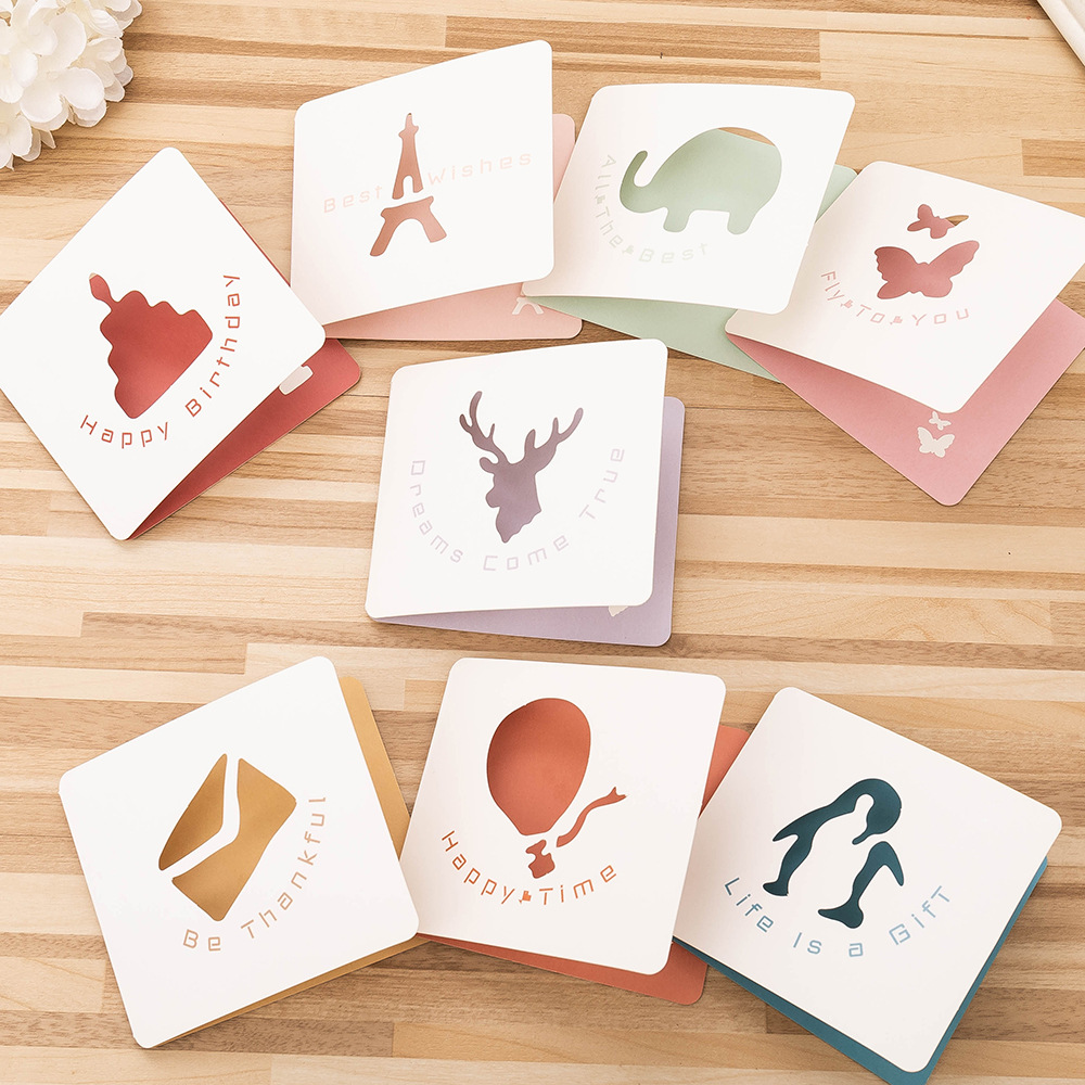 Picture of Cross-border hollow small fresh business simple greeting card birthday gift flower shop after-sales card activity message creative card