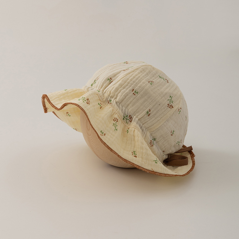 Picture of Floral Fisherman Hat Spring and Summer New Baby Sun Hat Cotton Gauze Baby Sun Protection Sun Hat Sweet Fisherman Hat