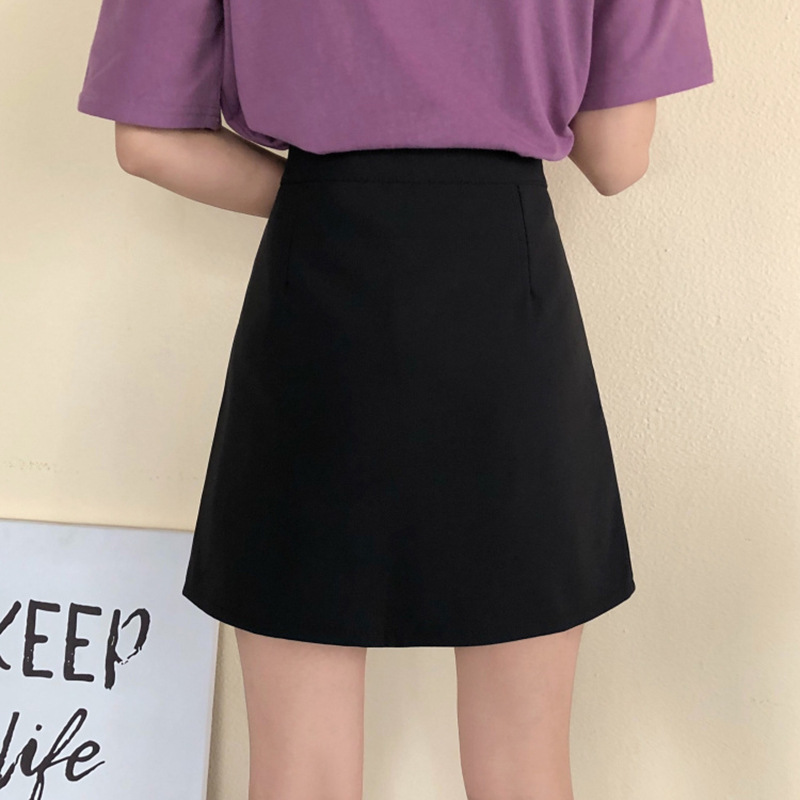 Picture of Black Suit Split Skirt plus size Summer Korean Style High Waist Slimming One-Step Skirt All-Match A- Line Skirt
