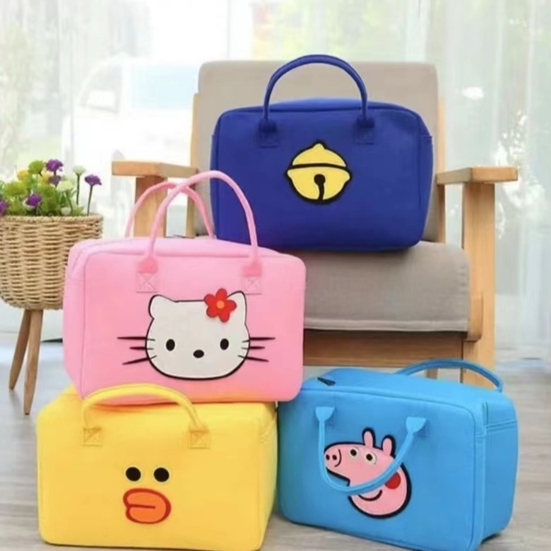 Ready Stock Wholesale Student Luggage Bag Large Capacity Felt Storage Bag Handbag Clothes Bag Mommy Organizer Bag