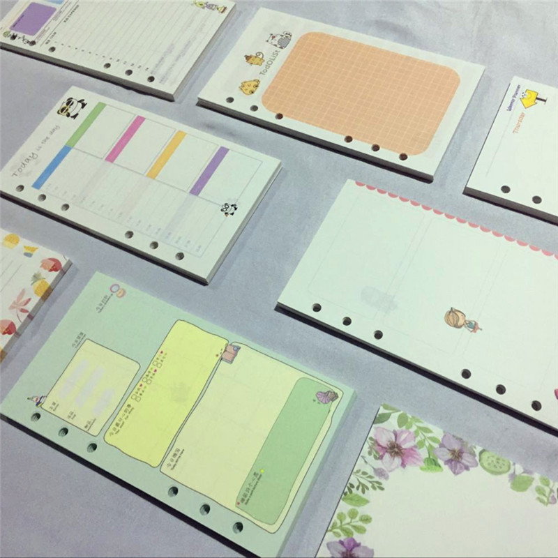 Wholesale for A5 A6 6 hole loose-leaf cartoon color inner core hand account book inner page hand account for wholesale