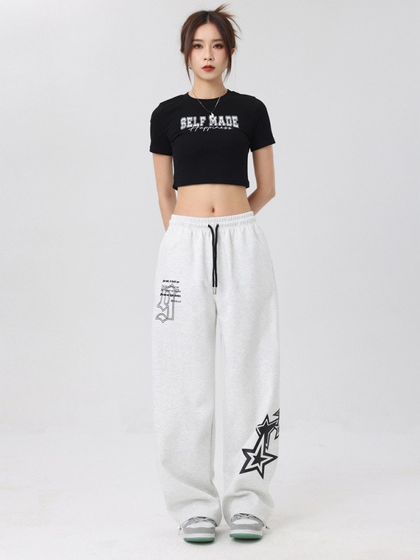 Picture of New American Sports Pants Women's 2023 Drawstring Printed Casual Pants Jazz Dance Hot Girl Sweatpants Fashion Brand
