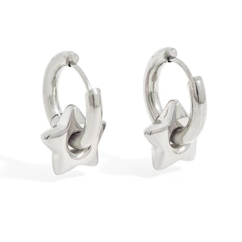 Picture of European and American Cross-border E-commerce Amazon Same Titanium Steel Earrings Women's Plus Pendant Earrings Stainless Steel Star Earrings