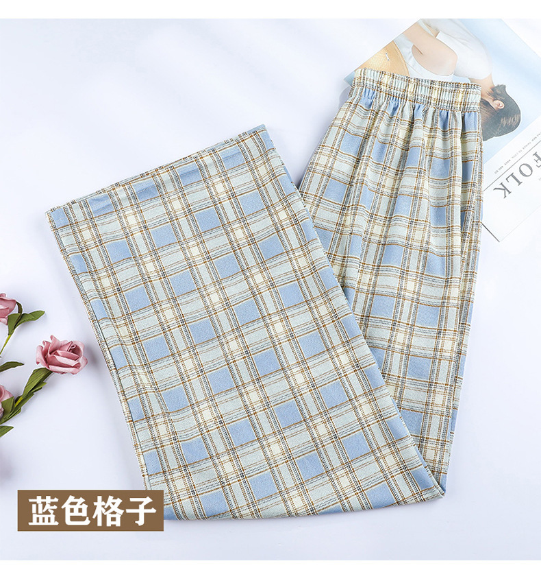 Picture of Black and White Plaid Wide-Leg Pants for Women in Summer Thin High-Waisted Loose Slimming Look Floor-Length Casual Straight Pants Live Broadcast Welfare Style