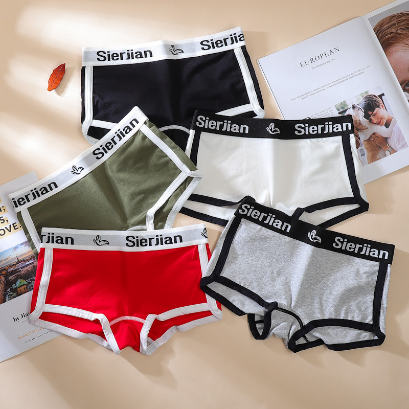 Student's Underwear Women's Pure Cotton Outer Wear Safety Pants Anti-light Mid-waist Letter Breathable Bacteriostatic Sports Boxers