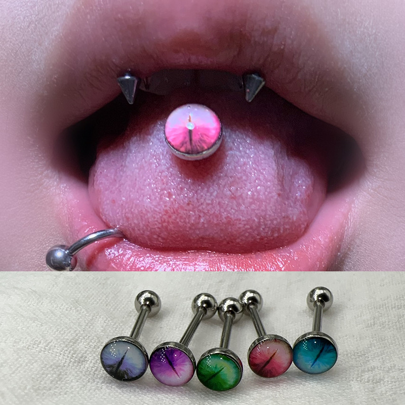 Flower Smudged Magic Pupil Eye Tongue Nail Sweet Piercing Punk Cute Ins Stylish Yiwu Cross-Border Jewelry Accessories