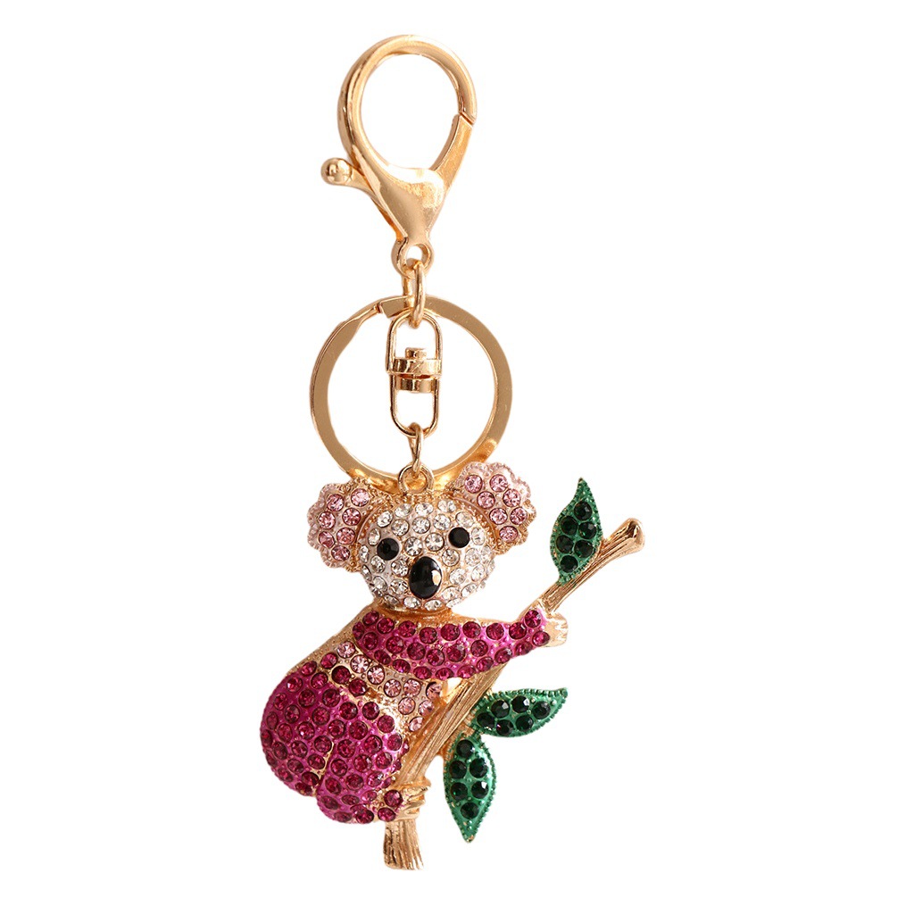 Colorful diamond-encrusted cute koala creative metal car keychain wholesale cartoon koala pendant small merchandise