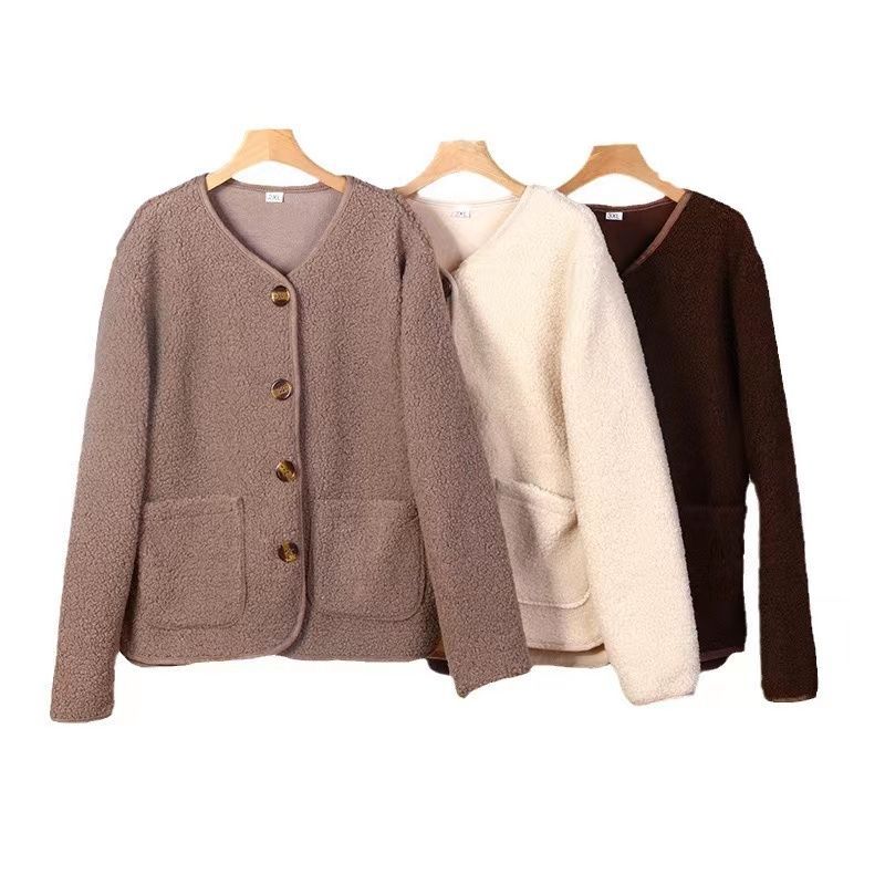 Picture of Cross-border round neck lamb wool coat women 2024 new autumn new Korean version of loose little lamb trend