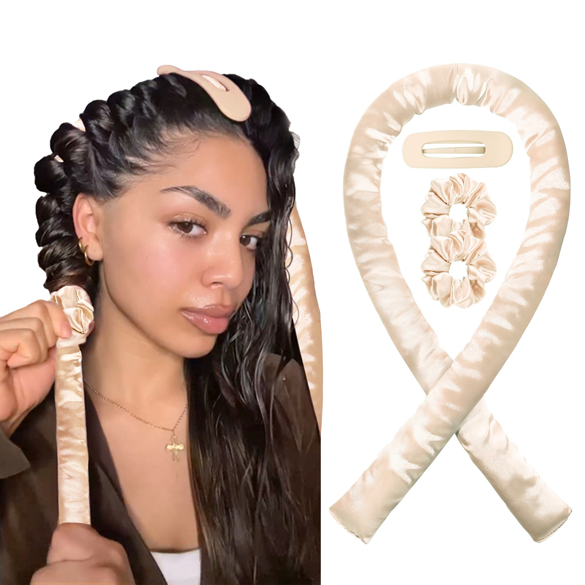 Picture of Cross-border New Style Hair-free Sleep Bow Lazy High-end Soft Hair Coiler Silk Loam Ribbon Curling Stick