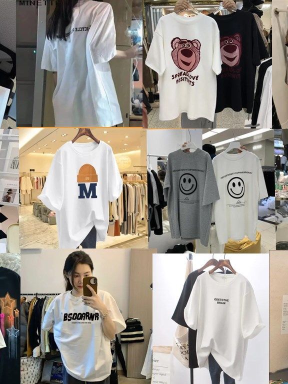 Clearance 2023 New Summer Round Neck Cartoon Printed Short-sleeved T-shirt Women's All-match Midi Student Top