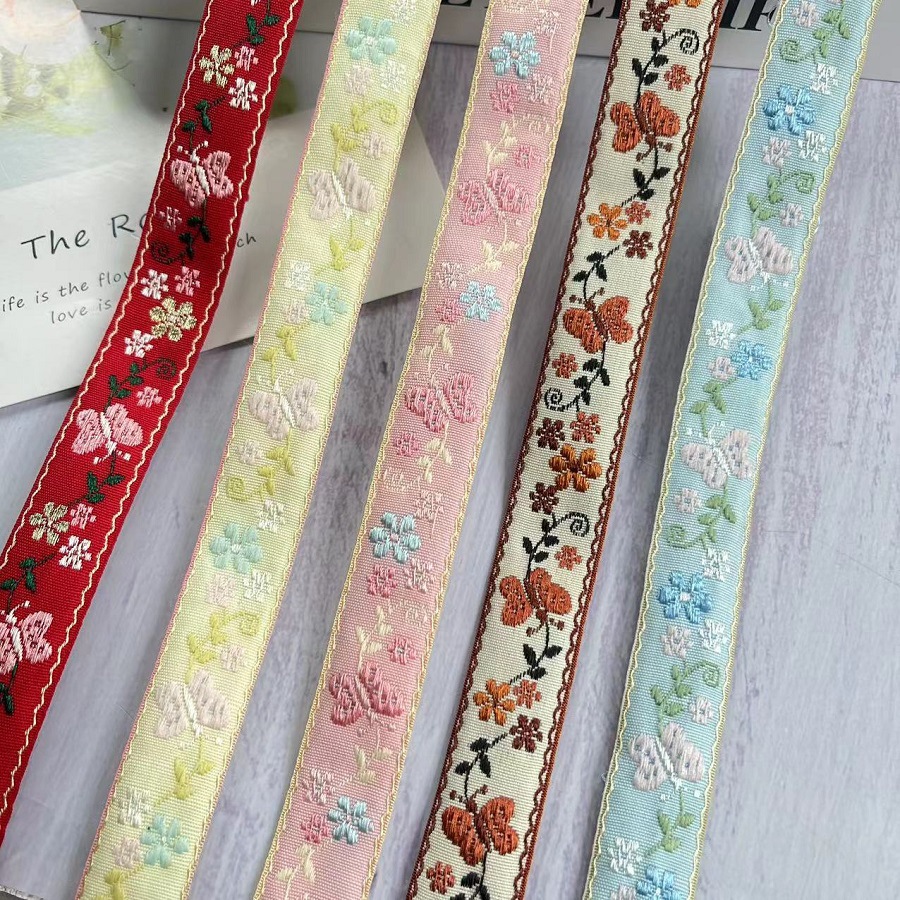 National jacquard ribbon butterfly small flower graphic clothing accessories AH-2821 width 2CM