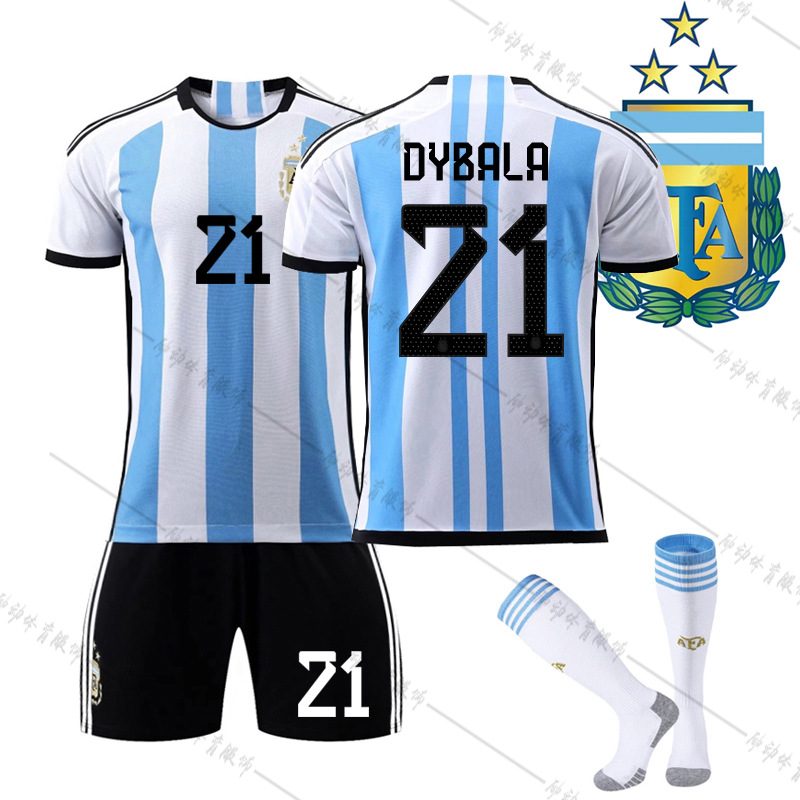 Picture of 2022 World Cup Champion Edition Argentina Home New Samsung Jersey Messi No. 10 Di Maria Football Jersey