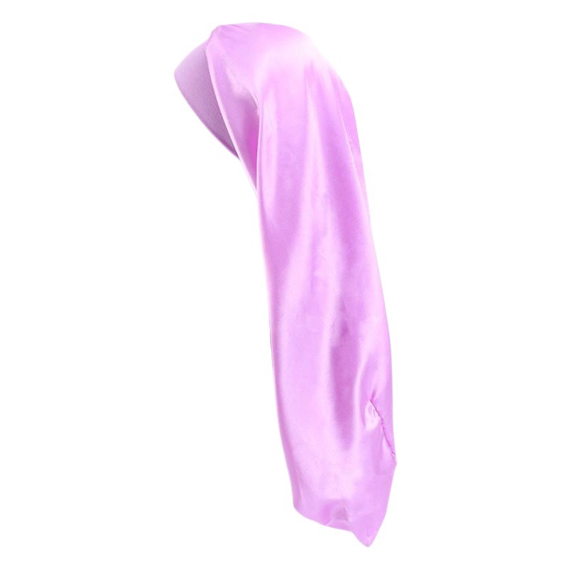 Amazon hot sale supply artificial silk long elastic hair band hat satin nightcap long hair care hat