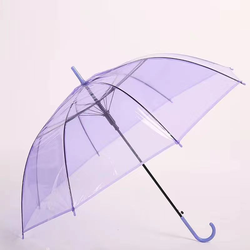 Picture of Transparent Umbrella Men and Women Internet Celebrity ins Cute Semi-automatic Straight Handle Photography Small Fresh Sunshade Sunny Umbrella Frosted Umbrella