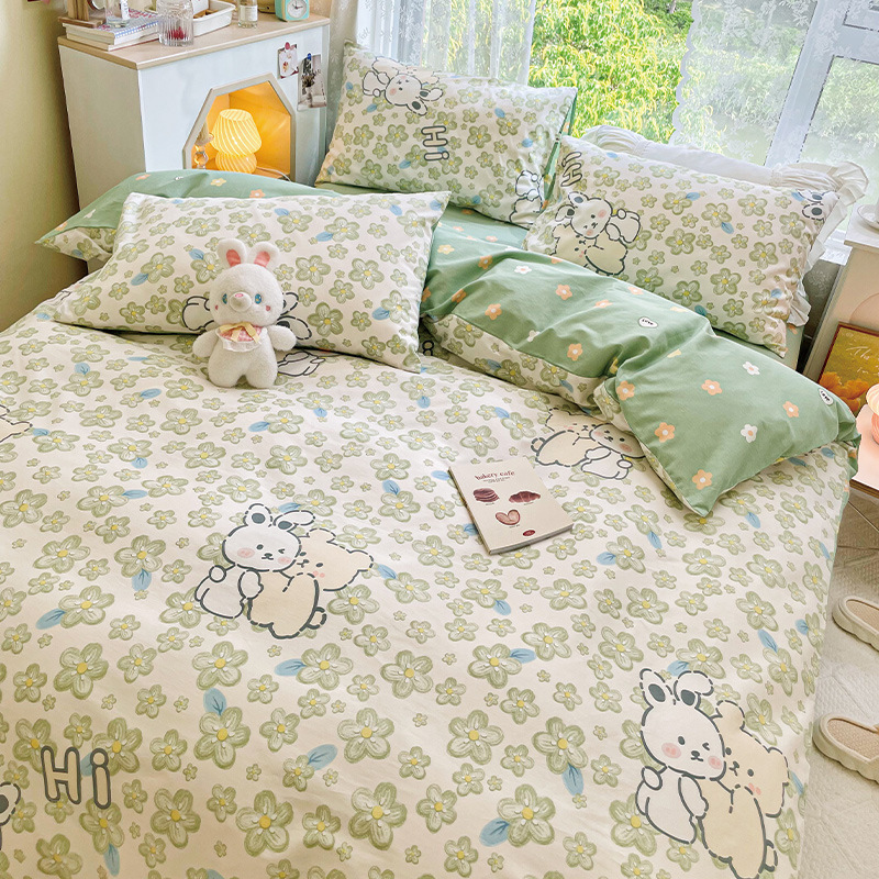 Picture of 2025 New Spring & Fall 60 Small Floral Cotton Four-Piece Set Ins Style Pure Cotton Dormitory Bed Bed Sheets Quilt Cover Three-Piece Set
