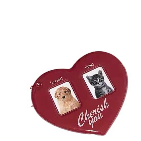 Picture of Ins Red Love ID Card Photo Aidou Big Head Sticker Couple Card Case Pendant Keychain Hanging Chain Decoration