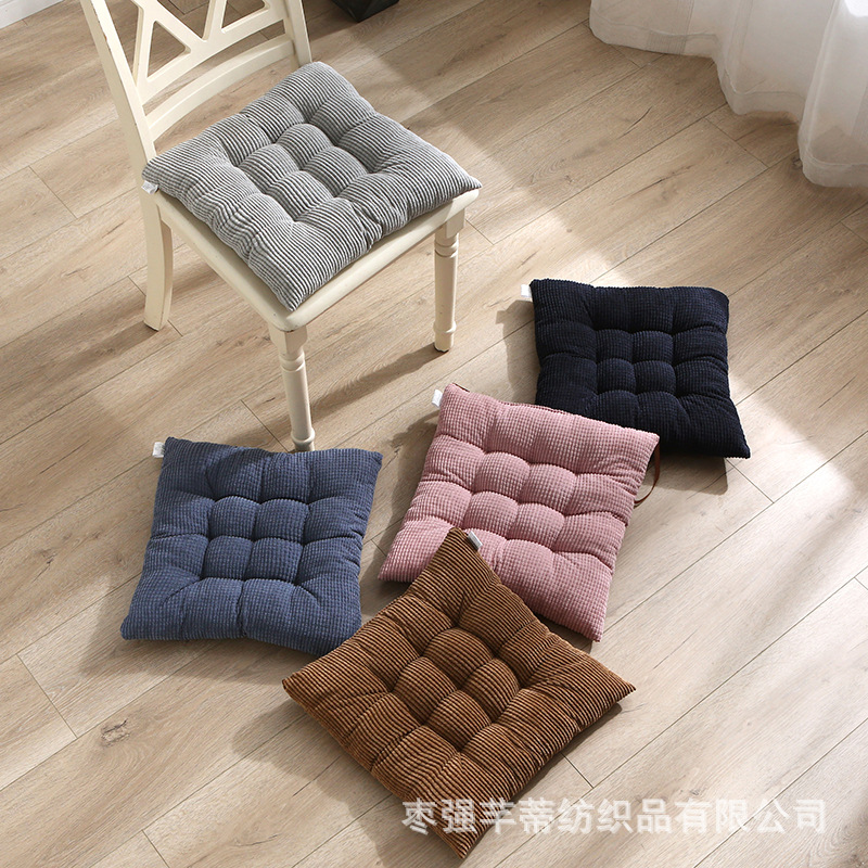 Factory Solid Color Corduroy Corn Grain Simple Cotton and Linen Seat Cushion Bay Window Cushion Office Cushion Dining Chair Cushion