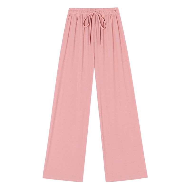 2025 New Beauty Toothpick Strip Ice Silk Wide Leg Pants Women's Spring and Summer High Waist Drape Loose Straight-Leg Casual Floor-Mopping Pants