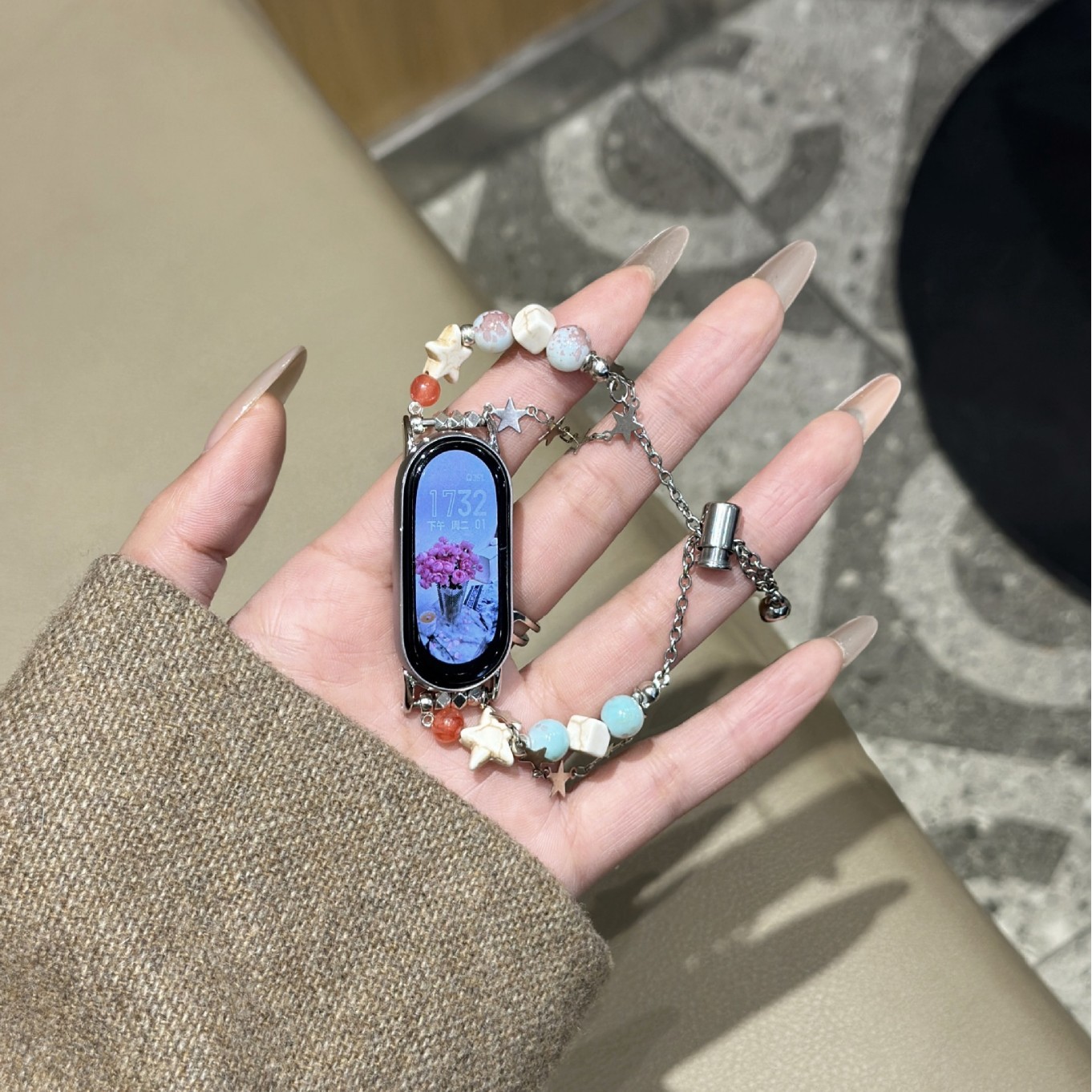 Suitable for Xiaomi Mi Band 9 Strap Shoushan Stone Chain Star Niche Wristband 9Pro/8/Watch4/5 Redmi Women